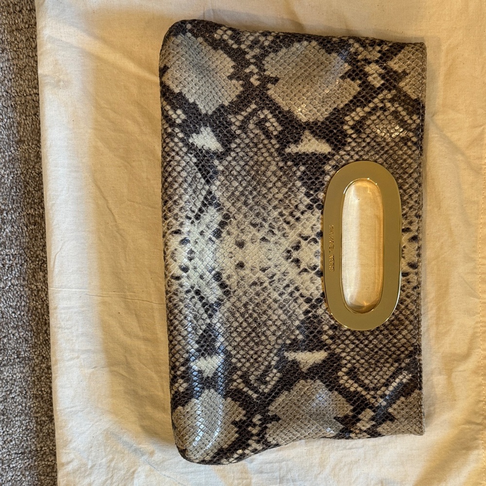 Michael Kors Snake Print Clutch with Gold Handle